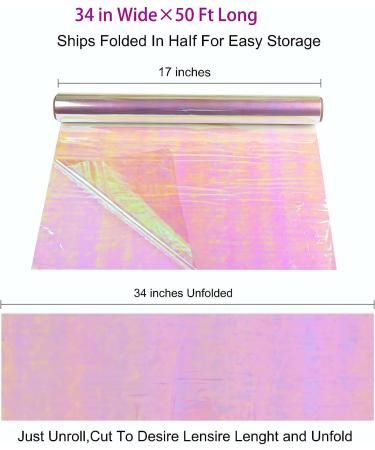 Giiffu Iridescent Film Cellophane Wrap Roll I 34 In Wide X 50 Ft Long I for Gift Baskets Flower Wrapping Paper Holographic Cellophane Easter Wrap Roll for Easter Gift Floral Bouquet Wrapping Pink Colorful - Buy Online on GoSupps.com