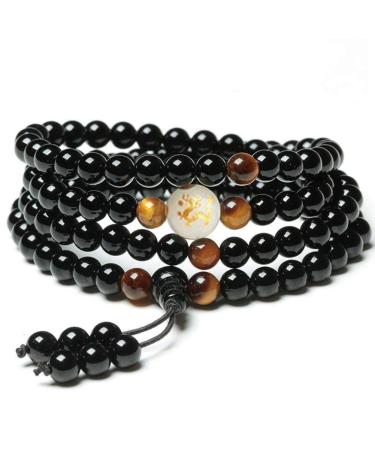 Jkapagzy Natural Stone Black Obsidian Magnetic Therapy Bracelet Weight Loss Health Care Slim Unisex Buddha Beads Bracelets