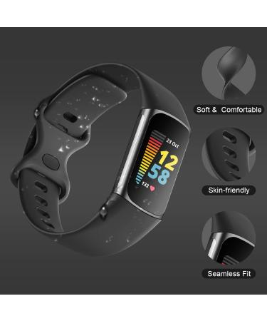 Zebre 2-Pack Bands for Fitbit Charge 5 | Soft Silicone Waterproof Replacement Straps | Black/Blue | Compatible with Fitbit Charge 5 Fitness Tracker - Buy Online on GoSupps.com