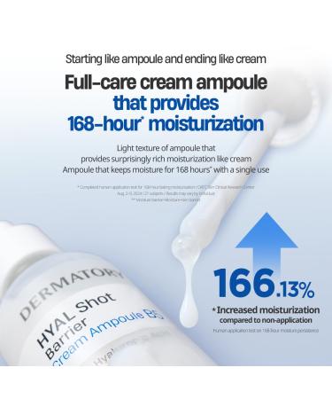 DERMATORY Hyal Shot Barrier Cream Ampoule B5, Hyaluronic Acid Serum for Face, Hydrating & Plumping & Firming Milky Moisturizer, Gentle Formula for Sensitive, Korean Skincare, 1.69 fl. oz. - Buy Online on GoSupps.com