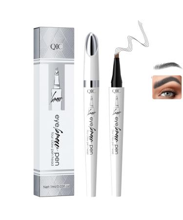 2024 Upgrade Microblading Eyebrow Pen Waterproof Long-Lasting Eyebrow Pencil with 4-Prong Micro-Fork Tip Applicator Microblading Pen for Natural Looking Brows Makeup (Gray 3#)