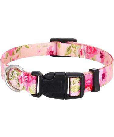 Mihqy Adjustable Soft Dog Collar - Bohemian Floral Design for All Sizes | Pink Rose (L) 38-63 cm | Comfortable & Stylish Pet Accessory - Buy Online on GoSupps.com