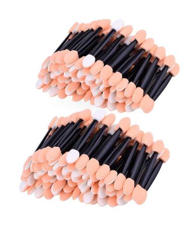 Amariver 200 Pack Disposable Eyeshadow Brush Sponge Tipped Oval Makeup Tool Dual Sides Eyeshadow Brush Comestic Applicator for Girls Lady Women Daily Beauty(Black)