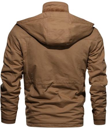 Buy Hanxiulin Oversized Plush Jacket - Warm Lined Men's Winter Parka | Fleece Hooded Coat in Khaki | XXL Available - Buy Online on GoSupps.com
