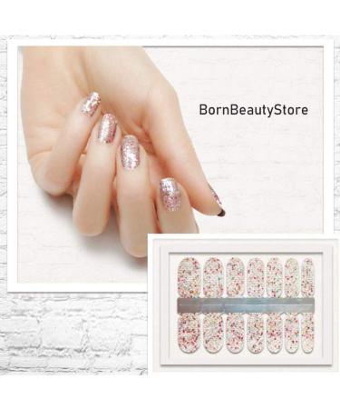 BornBeauty Glitter Nail Wraps - 5pcs Polish Decal Strips with Nail File - Adhesive Shine Nail Art Stickers Manicure Kit for Women and Girls - Buy Online on GoSupps.com
