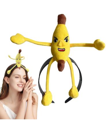 Banana Headband for Women | Yellow Banana Food Headband | Cute Headwear for Cosplay Gathering Photo Props Dress Up Hat Costume Accessory for Adults