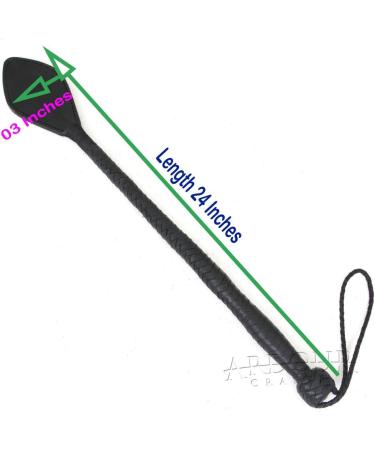 24-inch Ardour Crafts Real Leather Riding Crop - Premium Quality Wide Slapper for Horse Riding | Black - Buy Online on GoSupps.com