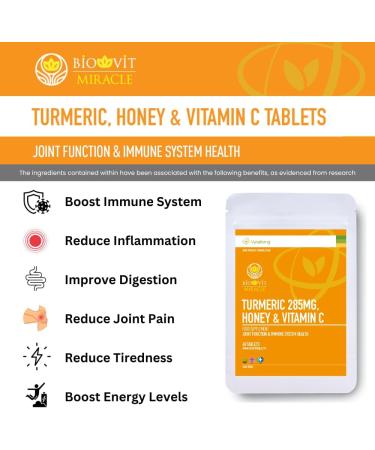 VYTALIVING Turmeric Tablets with Honey & Vitamin C - Joint & Immune Health Supplement - 60 Tablets - Buy Online on GoSupps.com