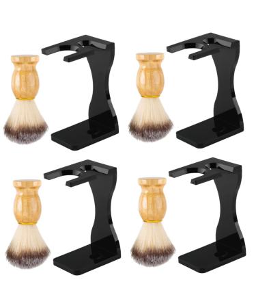 PopetPop 4 sets of razor set facial salon brush hairdresser hair removal brush jack suits for men comfortable bracket men's suits men black suits man wood shave third place