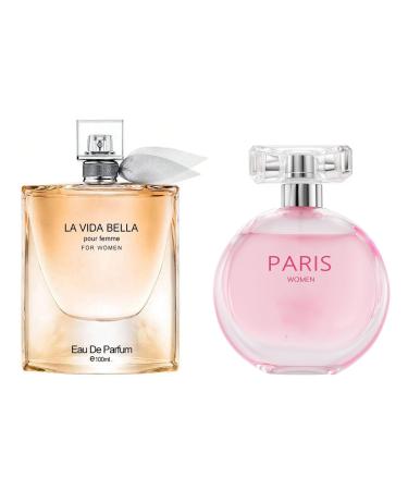 Women's Perfume La Vida Bella& Paris Women Combo Set Eau De Parfum Long Lasting Fragrance 3.4 Fl Oz Spray Each for Daily Used la vida bella&Paris Women
