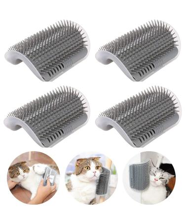 Cat Self Groomer with Catnip Pouch, 4 Pack Wall Corner Scratcher Groomers Soft Grooming Massage Combs for Short Long Fur Cats,Cat Brush Toy for Indoor Cats Kitten - Buy Online on GoSupps.com