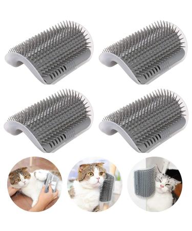 Cat Self Groomer with Catnip Pouch, 4 Pack Wall Corner Scratcher Groomers Soft Grooming Massage Combs for Short Long Fur Cats,Cat Brush Toy for Indoor Cats Kitten