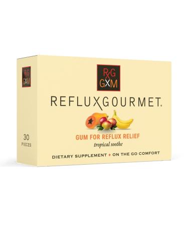Reflux Gourmet Tropical Soothe Gum Alginate Therapy Sodium Bicarbonate Gum for Acid Reflux Oral Cognitive and Digestive Support Natural with Ginger Celeriac Aloe Sugar Free Gluten Free Vegan