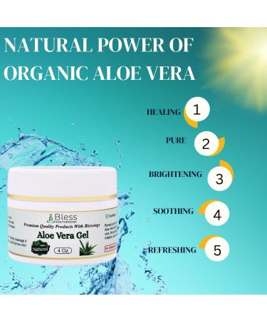 Bless International-Organic-Aloe-Vera-Gel 96%-Pure-Freshly-Made-Within-12-Hours-Of-Harvest Perfect-For-Face-Body-Scalp-&-Hair-Hydration Soothing-Moisturizer-For-Sunburn-And-After-Sun-Care-4-oz 4 Fl Oz (Pack of 1) - Buy Online on GoSupps.com
