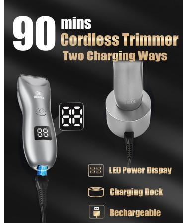 ENSSU Men's Body Hair Trimmer with Light Ball Trimmer - Waterproof & Rechargeable - Gray - Buy Online on GoSupps.com