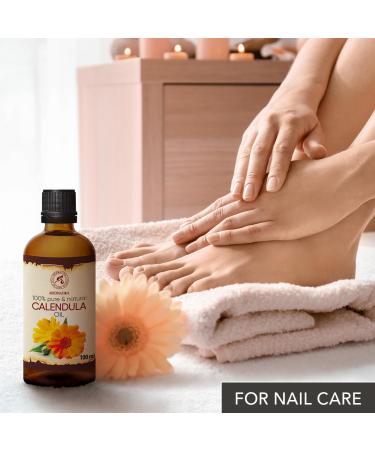 Pure Calendula Oil 100ml - Organic Marigold Oil for Face Hair Skin & Nails - Beauty Massage & Wellness - Buy Online on GoSupps.com