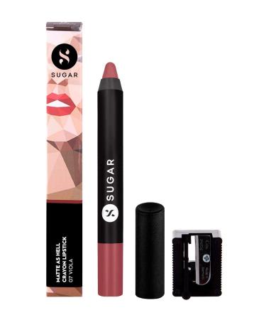 SUGAR Matte As Hell Crayon Lipstick - 07 Viola (Mauve Nude) | Long-Lasting Lip Color - Buy Online on GoSupps.com