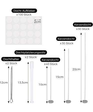 VIKY Cerzendocht Set - 100 Smoke-Free Candle Wicks for DIY Candles | Aromatherapy | 10/15/20cm Lengths - Buy Online on GoSupps.com