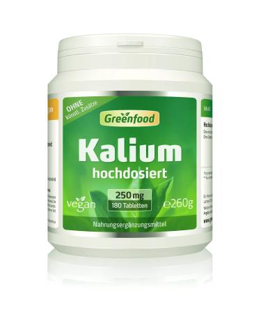Green food potassium 250 mg 180 tablets - nervous system muscle function and blood pressure.Without artificial additives.Without genetic technology.Vegan.260 g (1 Pack) - Buy Online on GoSupps.com