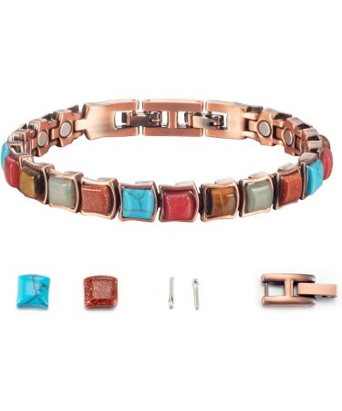 Shop Trendy Antique Copper Magnetic Bracelet for Women - 22 cm | Unique Colors & Stones | International Shipping - Buy Online on GoSupps.com