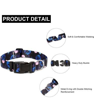 Mercano Adjustable Dog Collar - Soft Nylon Comfort & Durable Pattern for Small Medium & Large Dogs - Night Sky (M) - Buy Online on GoSupps.com