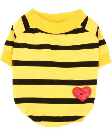 Zweitea Summer Dog Shirts for Small Dogs - Striped Cotton T-Shirts & Sweatshirts for Chihuahuas - Soft Yellow Pet Clothes - Buy Online on GoSupps.com