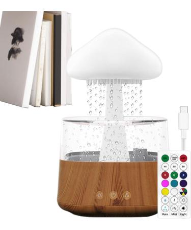 Cloud Diffuser with Rain Colorful Raining Cloud Night Light | Colorful Remote Control Raining Cloud Night Light with Charging Cable for Workplace Ch08 Wood Grain With Remote Control - Buy Online on GoSupps.com