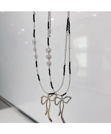 Shop OralGos Fashionable Necklace - Metal Bow Pendant Choker Cute Silver Clavicle Chain for International Shipping - Buy Online on GoSupps.com