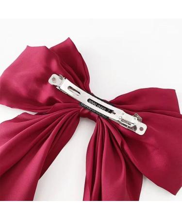 2Pcs Women Faux Satin Bowknot Hair Clip Back Head Hairpin with Spring Metal Clip Ribbon Bow Hair Pin Headwear - Buy Online on GoSupps.com