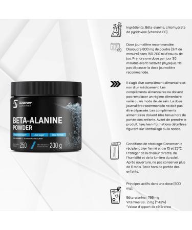 INSPORT Nutrition - PURE Beta-Alanine Powder - Professional sports supplement - Endurance support - 250 servings - 200g powder - Taste: natural - Buy Online on GoSupps.com