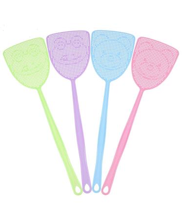 Chelory Fly Swatter, 4 Pack Strong Plastic Fly Swat Set Heavy Duty with Long Flexible Handle Multi Pack Assorted Colors 1