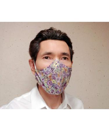 2Pack 100% Cotton Reusable Washable Adjustable Metal Strip Face Mouth Mask Double Layer Anti-Dust Fashion Flower Outdoor Cloth Cover Violet - Buy Online on GoSupps.com