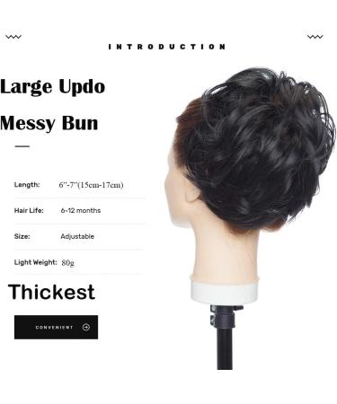 Large Updo Messy Bun Hair Extension Wavy With Elastic Rubber Band 80G Synthetic Thick Chignon Donut Ponytail Hairpiece For Women Dark Black 7 Inch (Pack of 1) Dark Black - Buy Online on GoSupps.com
