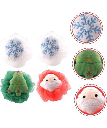 NOLITOY 4pcs Bath Ball Set - Exfoliating Santa Bath Sponge & Loofah for Christmas - Perfect Bathroom Accessory - International Shipping Available - Buy Online on GoSupps.com