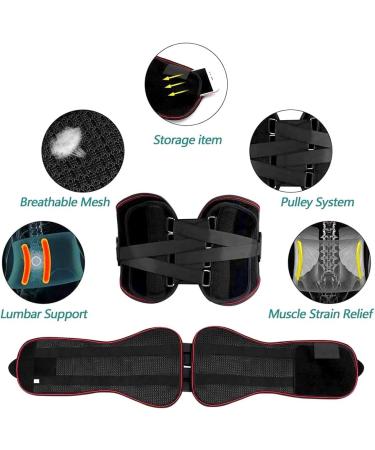 Lordosis Support Belt with Pulley System - Adjustable Lower Back Pain Relief for Men & Women | Sciatica & Herniated Disc Support (Black) - Buy Online on GoSupps.com