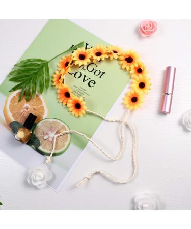 Minkissy Daisy Flower Headband Sunflower Hair Wreath Bridal Headpiece for Summer Wedding Beach ( Yellow ) Yellow2 - Buy Online on GoSupps.com