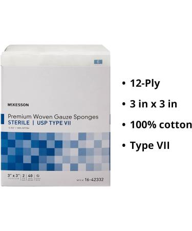 McKesson Premium 3x3 Inch Sterile Gauze Sponges - 80 Count - Buy Online on GoSupps.com