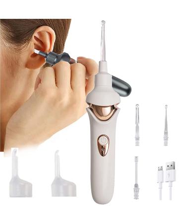 5-in-1 Electric Ear Scoop Electric Children's Ear Scoop Safety Painless Earwax Remover Cordless Vacuum Ear Wax Cleaning Tool Painless Ear Cleaning Tool for Whole Family White