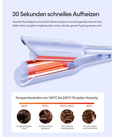 CCKeyin 32mm Wave Iron for Mermaid Waves | Beach Waves Curling Wand & Multi-Styler | French Wave Curlstick | Perfect for Long & Short Hair - Purple - Buy Online on GoSupps.com