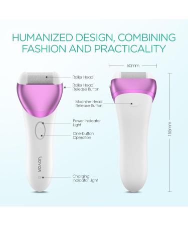 VOYOR Electric Foot File Hard Skin Remover Foot Rechargeable Callus Remover for Feet Pedicure Tools Foot Care for Dead Skin Calluses with 3 Replacement Rollers Pedicure CR300 (Purple) - Buy Online on GoSupps.com