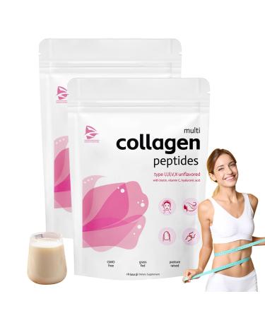 Multi Collagen Protein Powder Hydrolyzed Protein Peptides (Type 1 11 11 V X) with Hyaluronic Acid Biotin & Vitamin C - Unflavored For Healthier Skin Long Term - 454g (2)