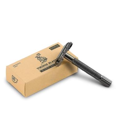 VIKINGS BLADE Chieftain JR Double Edge Safety Razor - Butterfly Twist-to-Open, Eco-Friendly, Smooth Shaving for Beginners - Meteorite Gray - Buy Online on GoSupps.com