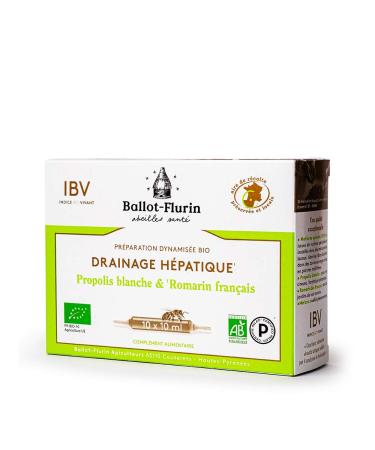 Ballot-Flurin - Bio-energized preparation Hepatic Drainage - White propolis & Rosemary - Certified Organic - Box of 10 ampoules