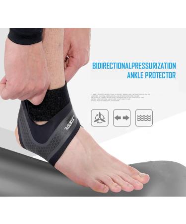 Ankle Support Compression Brace for Men & Women | Elastic Foot Sleeve for Sprains & Plantar Fasciitis Recovery - Black Right Medium - Buy Online on GoSupps.com