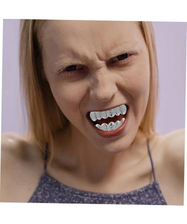 Lurrose 3 Sentences Toothpaper for Braces | Custom Silver Diamond Tooth Caps | Zombie Artificial Teeth with Strass Decor - Buy Online on GoSupps.com