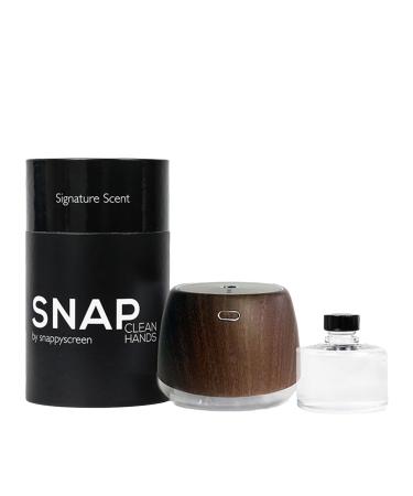 SnappyScreen SNAP Wellness Touchless Mist Hand Sanitizer Device (Woodgrain) + Cartridge (Signature Scent - Eucalyptus and Mint)