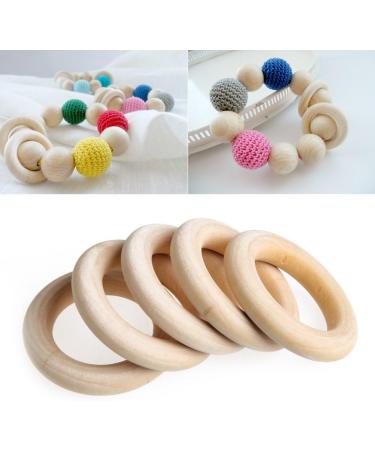 5 Pack Natural Wooden Baby Teething Rings - 55mm DIY Necklace & Bracelet for Tinkering & Easter Decor - Buy Online on GoSupps.com