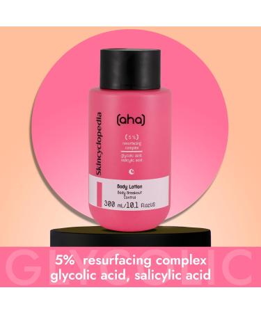 Skincyclopedia 5% AHA Body Lotion with Glycolic Salicylic Acid and PHA - Keratosis Pilaris Treatment - Firming Body Exfoliator for Back Acne Strawberry Legs and Ingrown Hair Light Fragrance 300ml - Buy Online on GoSupps.com