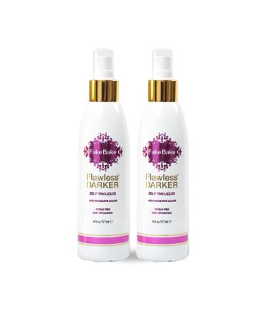 Fake Bake Flawless Darker Self-Tanning Liquid Streak-Free Long-Lasting Natural Glow For All Skin Tones - Sunless Tanner Includes Professional Application Mitt Black Coconut Scent - 6 oz (Pack of 2)