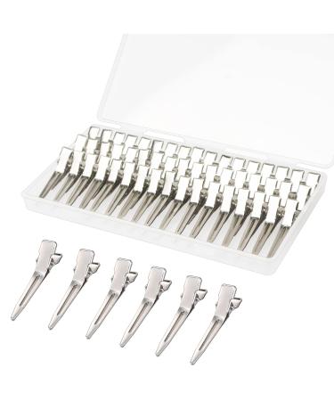 60 Pcs Metal Duck Billed Hair Clips for Women Styling Sectioning Gingbiss 1.77" Silver Hairdressing Single Prong Curl Clips with Storge Box Alligator Clips Hair Pins for Hair Salon Barber DIY